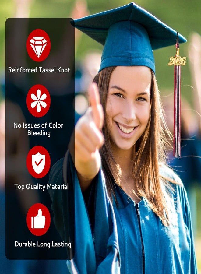Nelisylux 2026 Tassel Graduation, Black Red White Graduation Tassel, 2026 Tassel Charms for Graduations Cap Decorations, Tassels Memorial Grad Cords for College High School Graduate Hat Ceremonies Accessories - Image 3